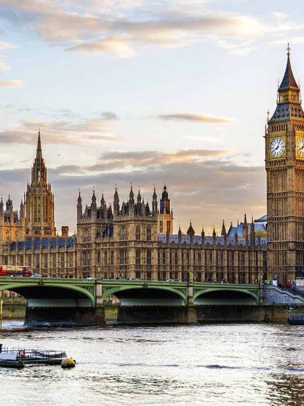 The Palace of Westminster in London in the evening