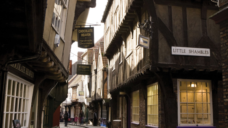 Picture of the historic Shambles area of York, UK