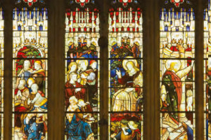 Stained glass window, St Mary's Church, Warwick, UK